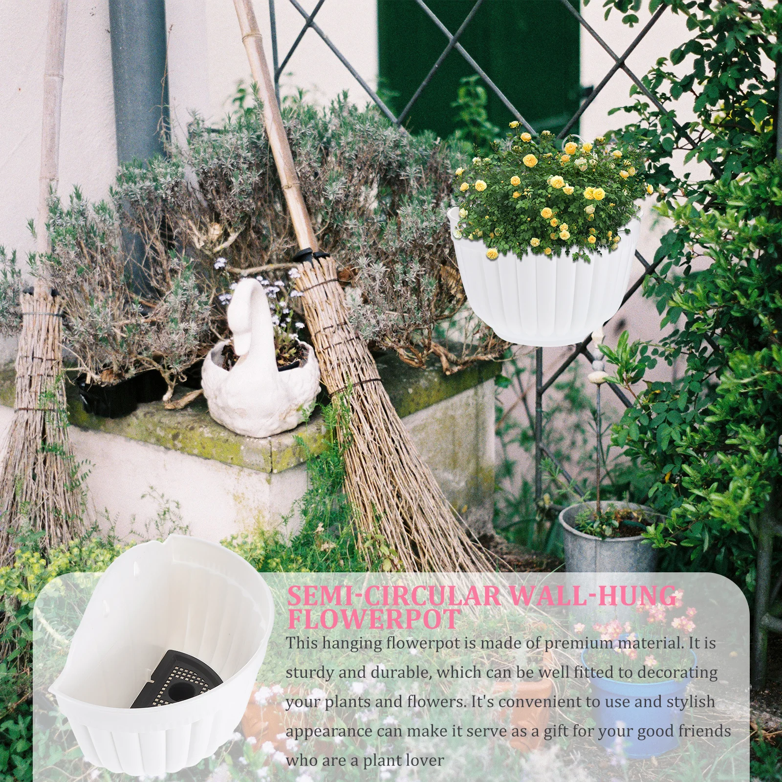 

2pcs Wall Mounted Flower Pot Hanging Flowerpot For Home Garden Durable Suspension Planter Decor Indoor Outdoor Use