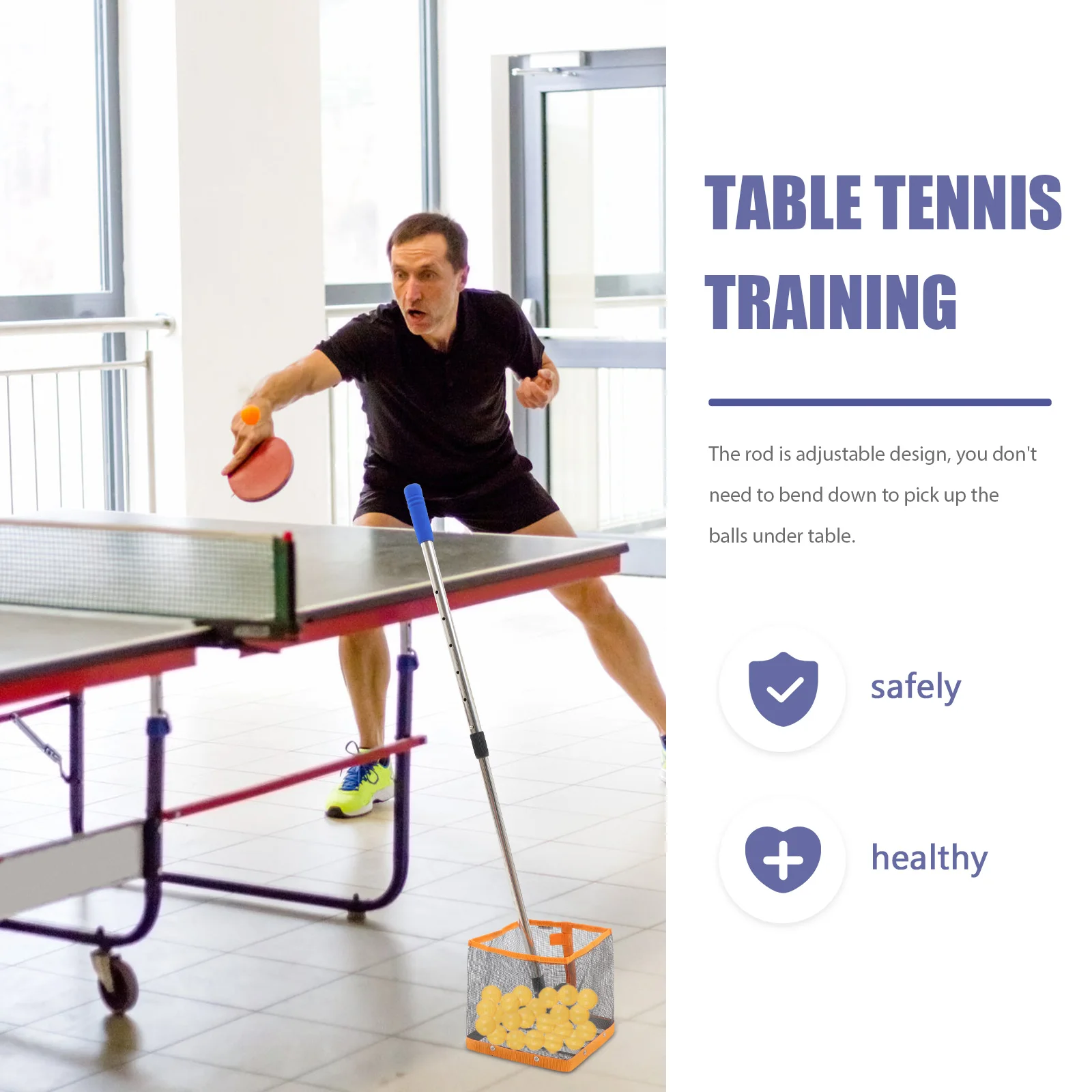 

Table Tennis Ball Picker Upper Retriever Holder Collector Pingpong Telescopic H Adjustable Storage Portable