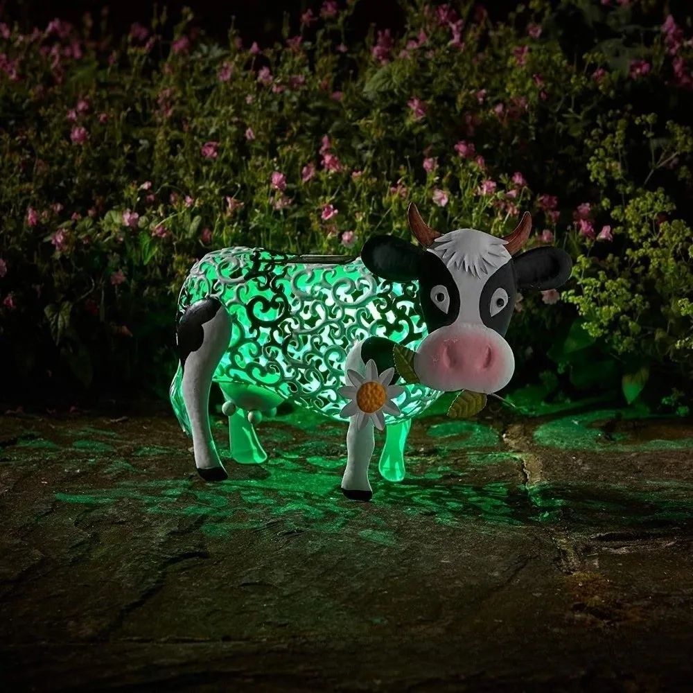 Ornament Animal Shaped Daisy Cow Solar Light Color Changing Garden Decor LED Garden Solar Lamp Landscaping Lights Garden