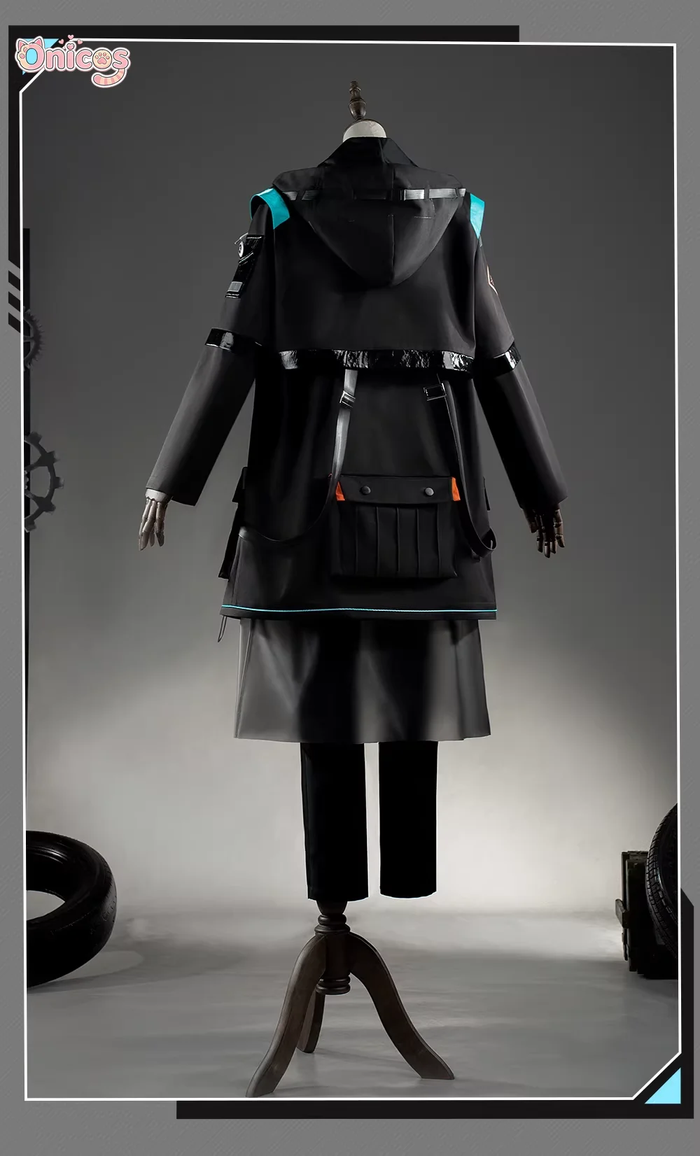 Game Arknights Doctor Cosplay Costume Mid to long hooded parka coat with functional style and long jacket set Onicos view 3