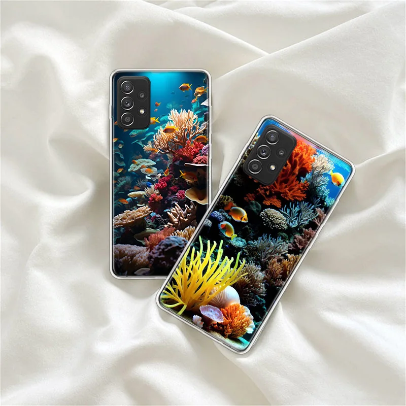 Coral Reefs and Their Small Fish Phone Case For Galaxy A02S A03S A12 A22 A32 A42 A52 A52S A72 Samsung A73 A53 A33 A23 A13 A9 A8