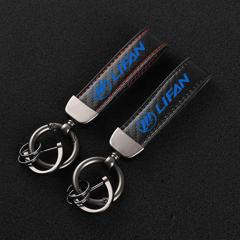 High-Grade Leather Car KeyChain 360 Degree Rotating Horseshoe Key Ring For lifan car Accessories