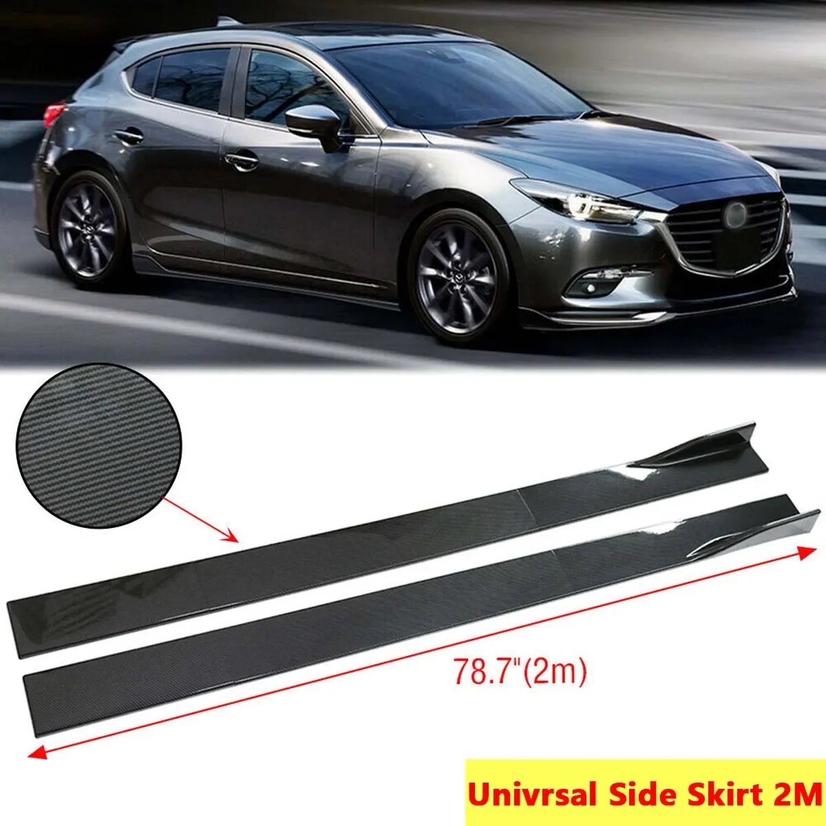 2M Side Skirt Universal For Mazda 3 2 5 6 CX-3 CX-4 CX-5 2000-2024 Extension Splitter Apron Lip Splitter Winglet Car Accessories