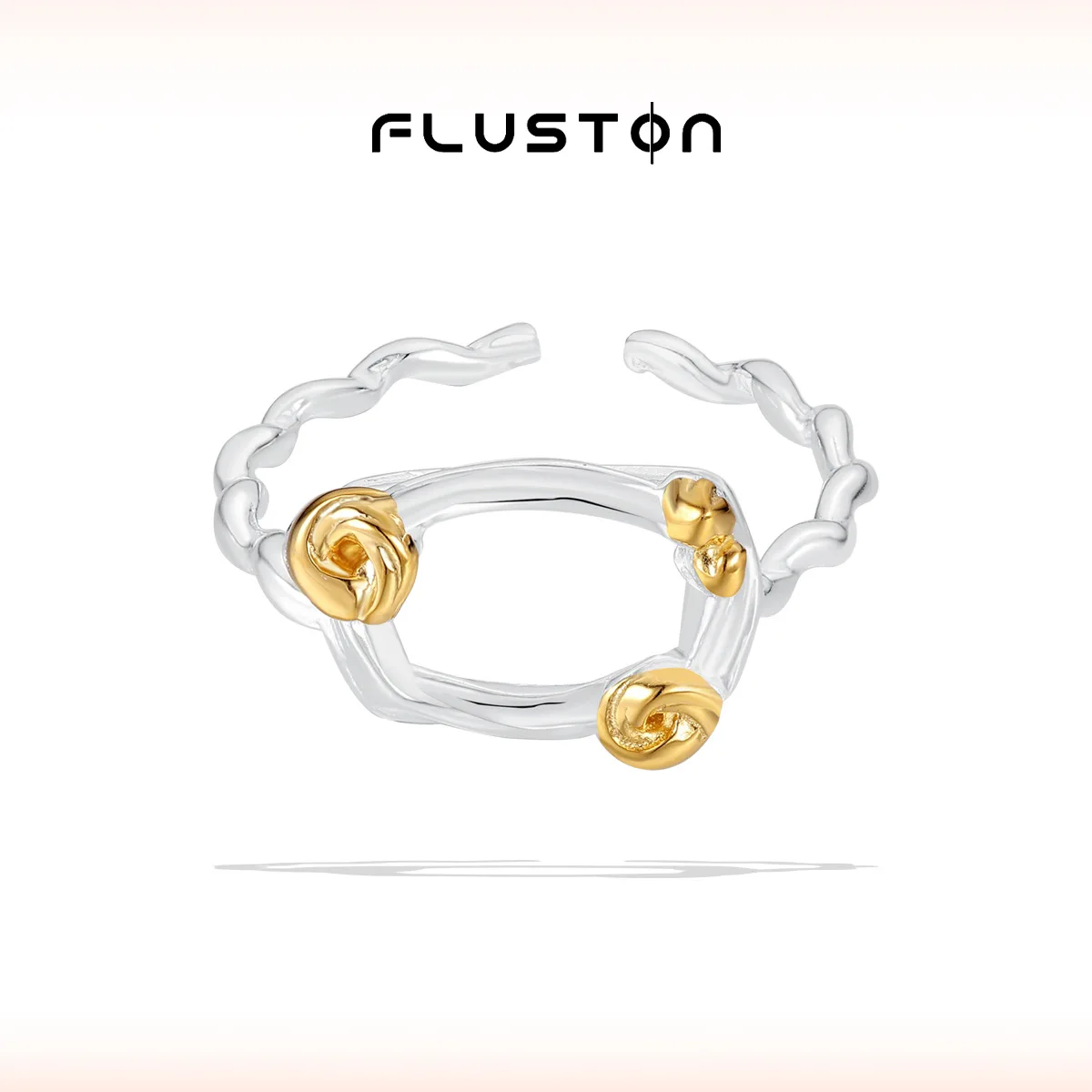 CHOZON S925 anillo de plata maciza de dos tonos crema francesa estética joyería ajustable al por mayor para mujeres