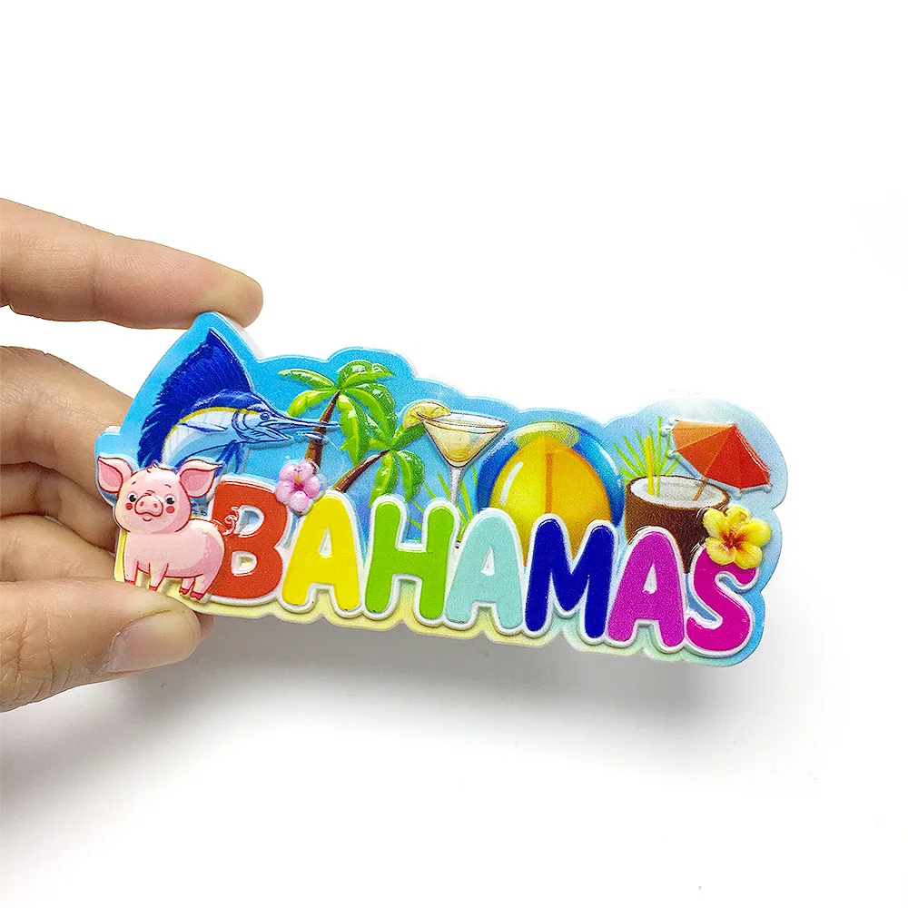 

Resin Bahamas Themed Fridge Magnet - Colorful & Vibrant Design - Perfect Home Decor Gift