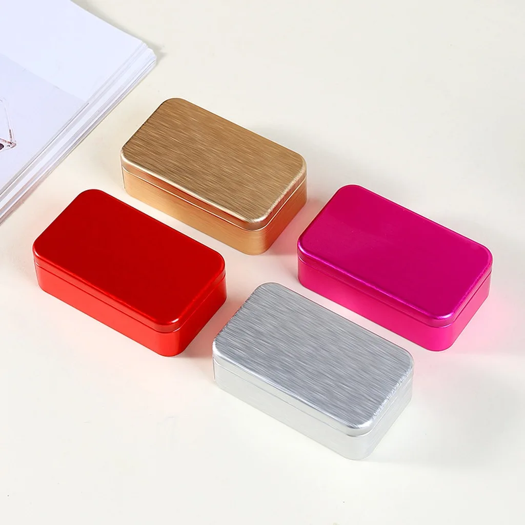 Rectangular Tinplate Box Sealed Portable Container Brushed Food Storage Box Rectangular Sealed Snack Box For Candy Storage Snack