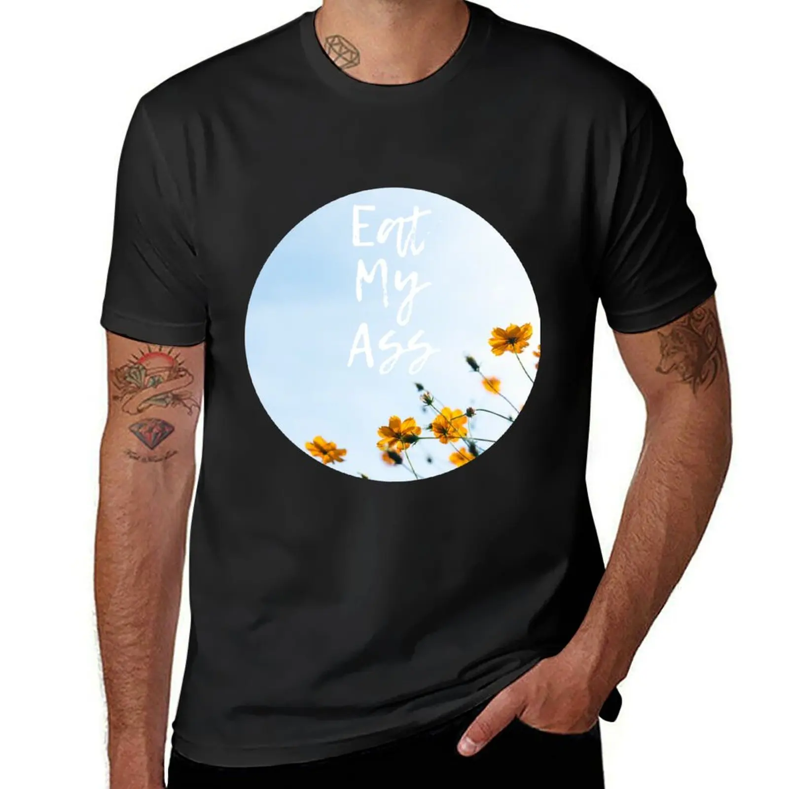 Eat my ass T-Shirt korean fashion summer top plain black t shirts men