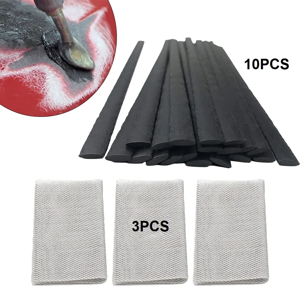 10pcs 23x1cm Plastic Welding Rods With 3 Repair Mesh For PP Bumper Kayak Repairs For TPO, TEO  Black, Silver