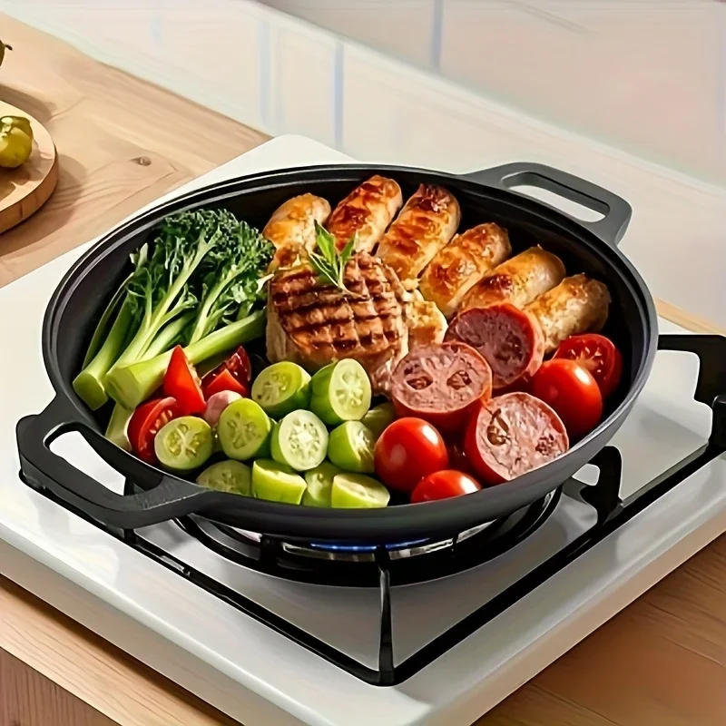 Multi Function Non-Stick Pan Cast Iron Griddle Skillet for Home Kitchen Outdoor Pizza BBQ Pancake Cooking Pan Cookware