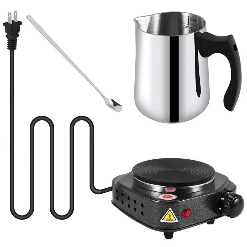 

AT84-Candle Making Pouring Pot With Electric Hot Plate For Melting Wax, Candle Wax Melting Pot,Making Kit For Adults Beginner US