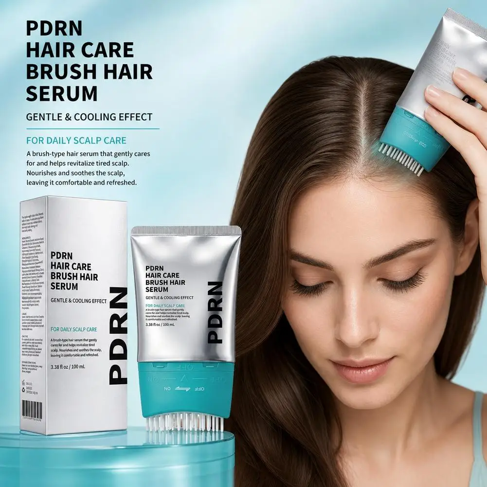 PDRN Reedle Shot Brush Hair Serum Cooling Scalp Serum Comb‑Tip Nourish Soothe Scalp Care Essence 100ml