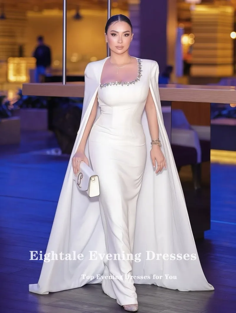 Suknia wieczorowa Eightale w stylu arabskim, dekolt okrągły, zdobiona koralikami, suknia balowa, szyta na miarę, krótkie rękawki, suknia na przyjęcie weselne, suknia syrena, suknia wieczorowa.