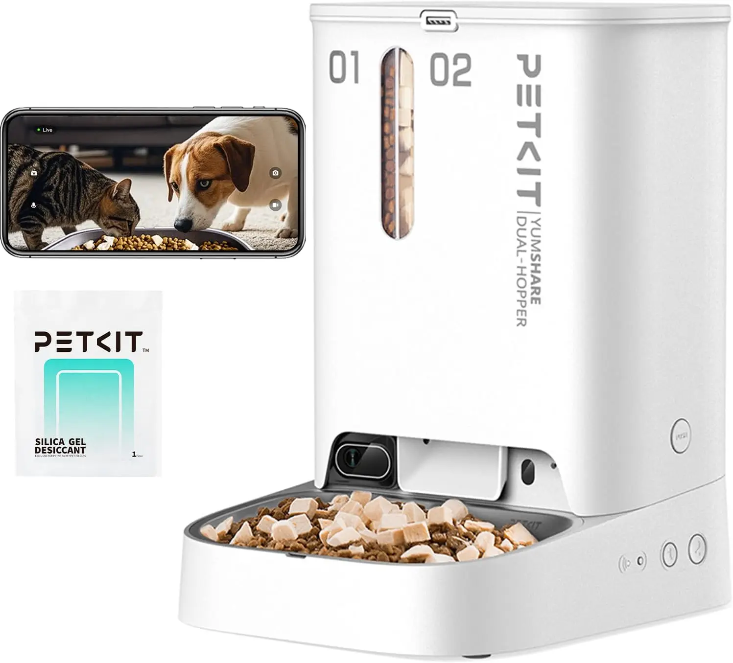 

AI Pet Feeder with Camera, 1080P HD Night Vision, 2-Way Audio, WiFi Smart Feeder for Cats & Dogs