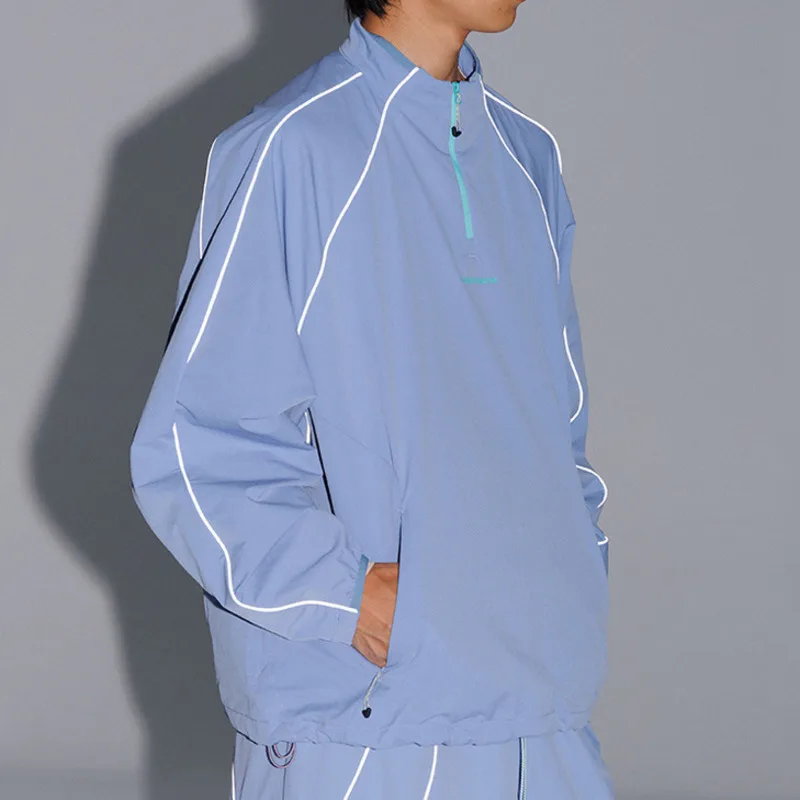 بلوفر رجالي عصري كاجوال على الطراز الجبلي في الهواء الطلق بنصف سحاب وياقة واقفة مقاومة للماء ورياضات عاكسة سريعة الجفاف #4