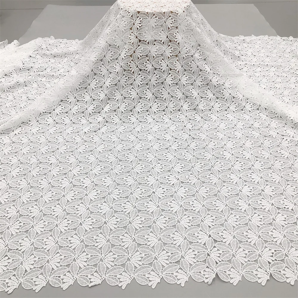 Weißer Spitzenstoff Hohe Qualität 2026 Wasserlösliche Bestickte Modische Weiche Spitze 5 Yards – Detail 6