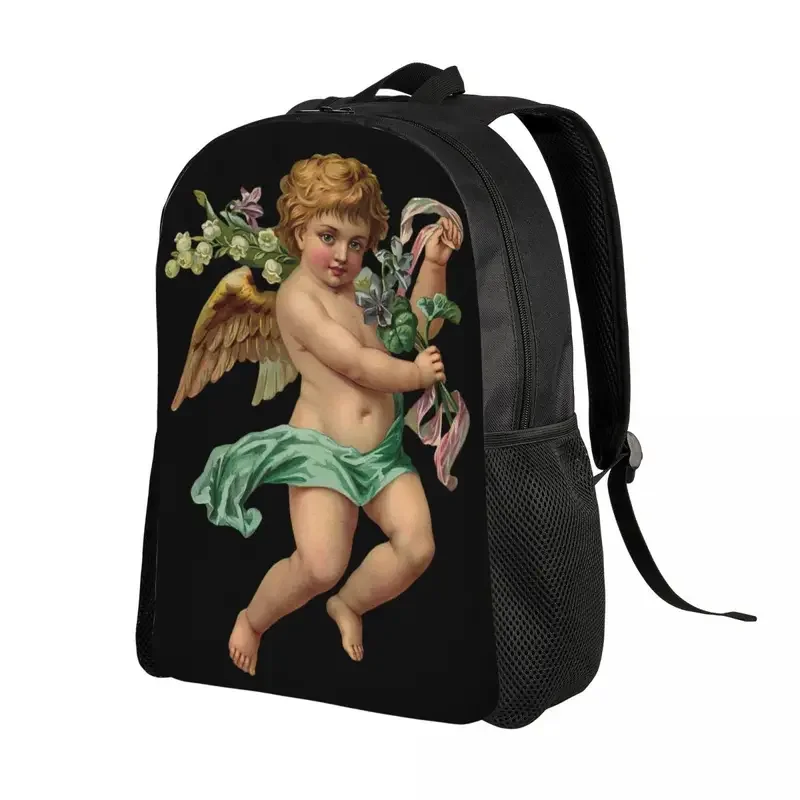 Customized Renaissance Angels Backpack for Women Men Waterproof College School Vintage Cherub Wings Bag Print Bookbag