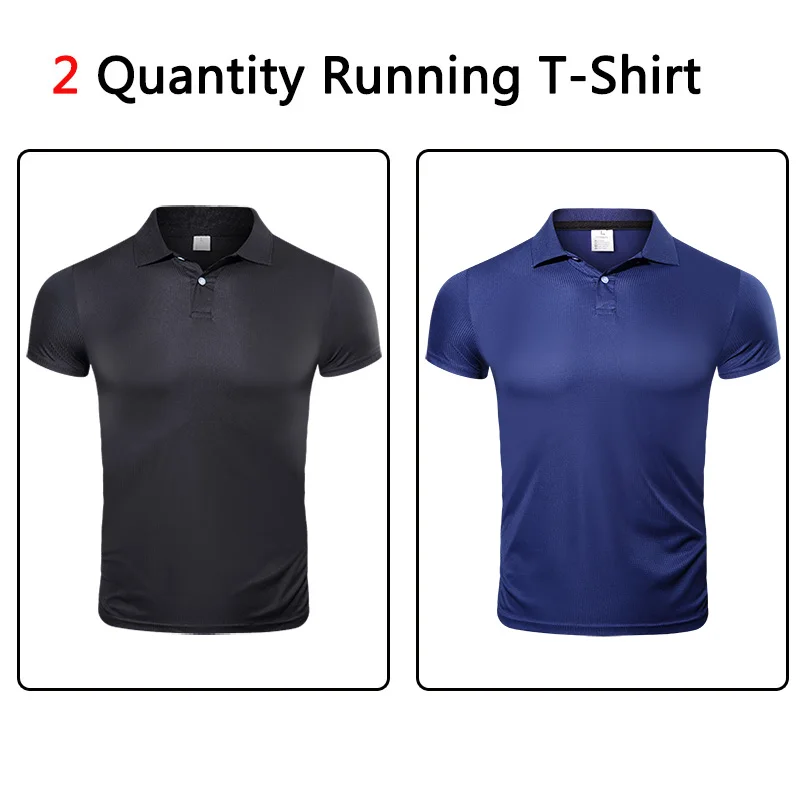 2PCS Men's Running T-Shirts Quick Dry Compression Sport T-Shirts Fitness Gym Running Shirts Soccer Shirts Men Jersey Sportswear