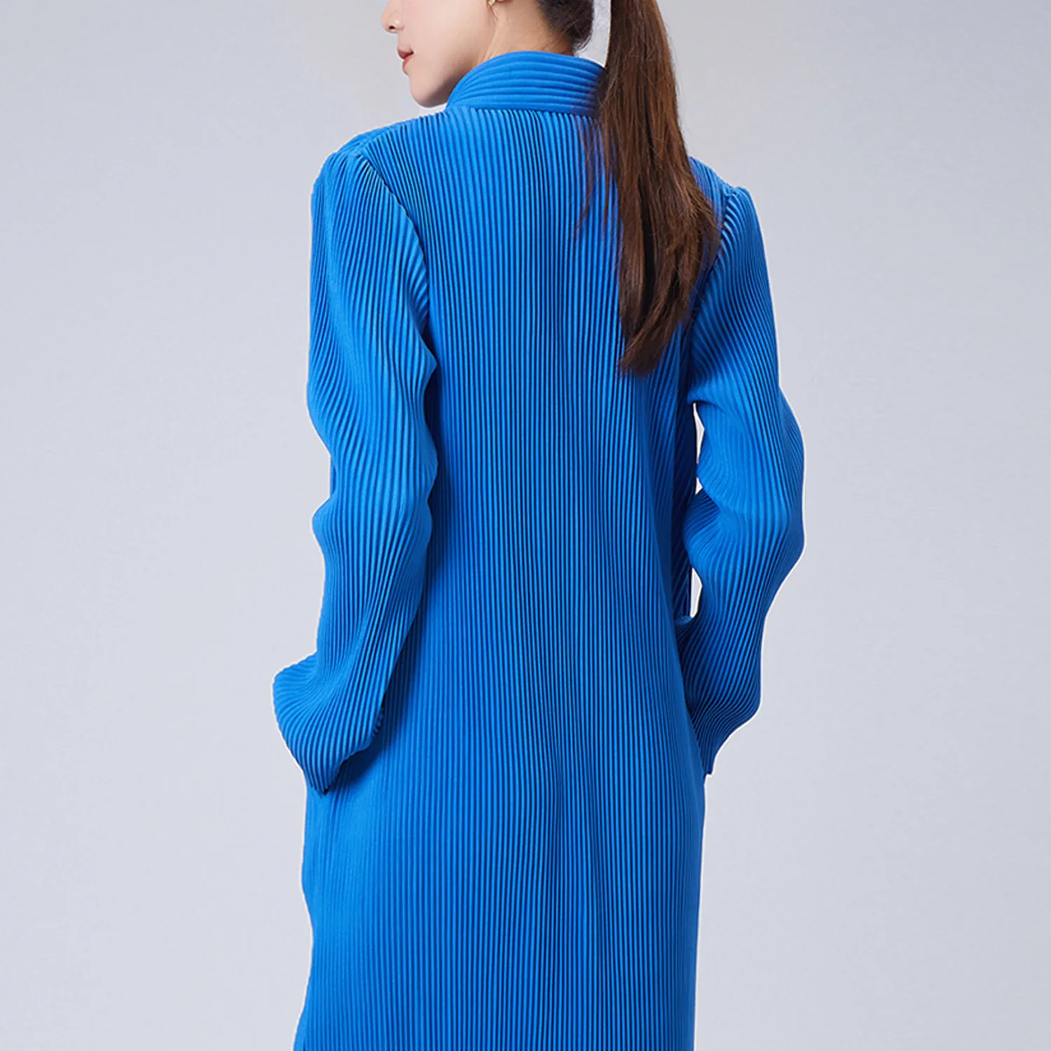 Miyake Pleated Spring and Autumn Season Long Dress for Women's Loose and Simple Casual Style Design Sense Shirt Skirt