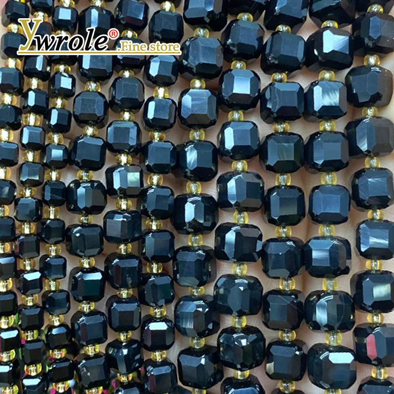 Faceted Square Natural Stone 5/6/8mm Black Onyx Loose Spacer Beads for Jewelry Making Diy Earrings Bracelets Charms Accessories