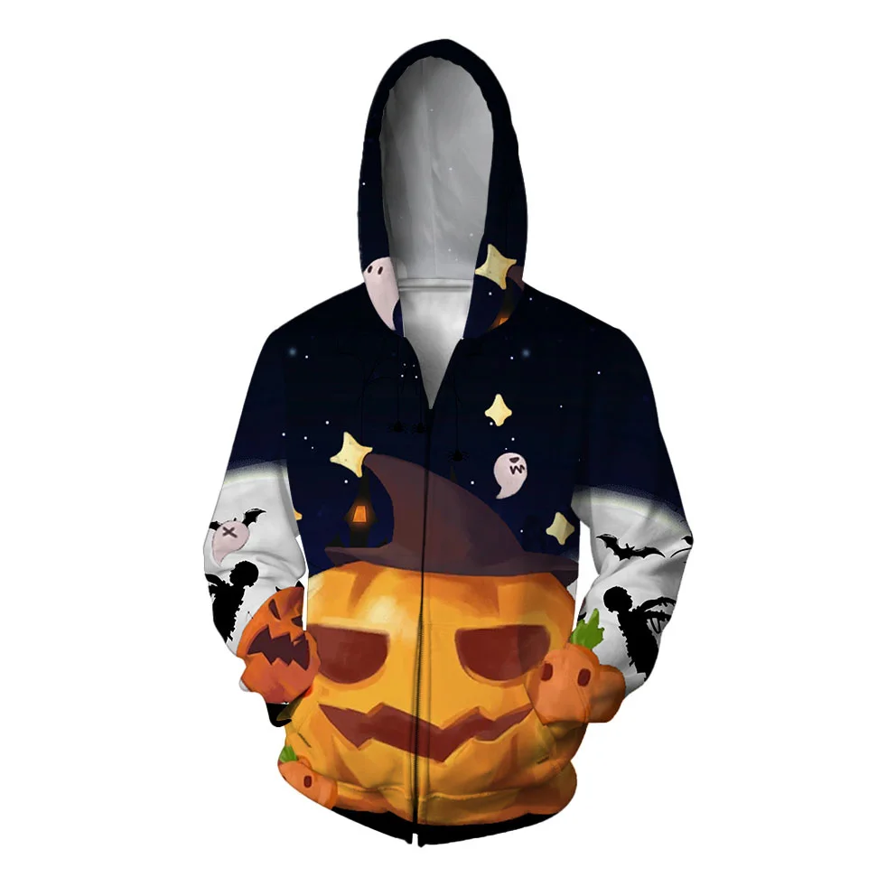 

Halloween 3D Printed Cute Zipper Hoodie For Men Fall And Winter Kids Casual Comfortable Fun Sports Zipper Coat Men Fashion Tops