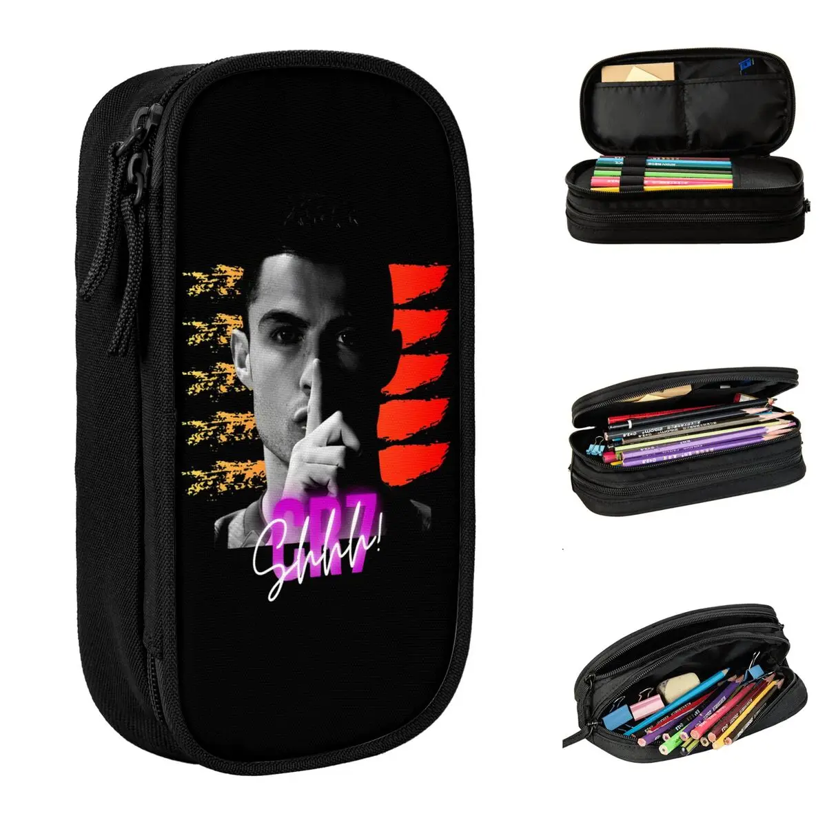 CR7 Ronaldos Football Pencil Case Creative soccer player Pen Holder Bag Girls Boys Large Storage School Supplies Pencilcases