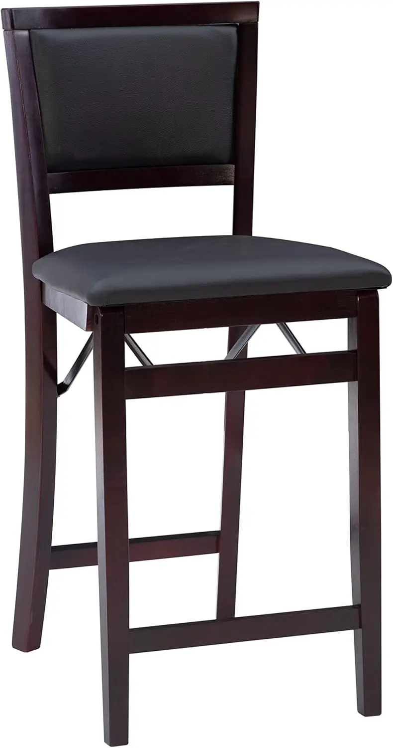 

Folding Counter Stool with Padded Seat, 24-Inch Height, Dark Brown Finish for Home Decor