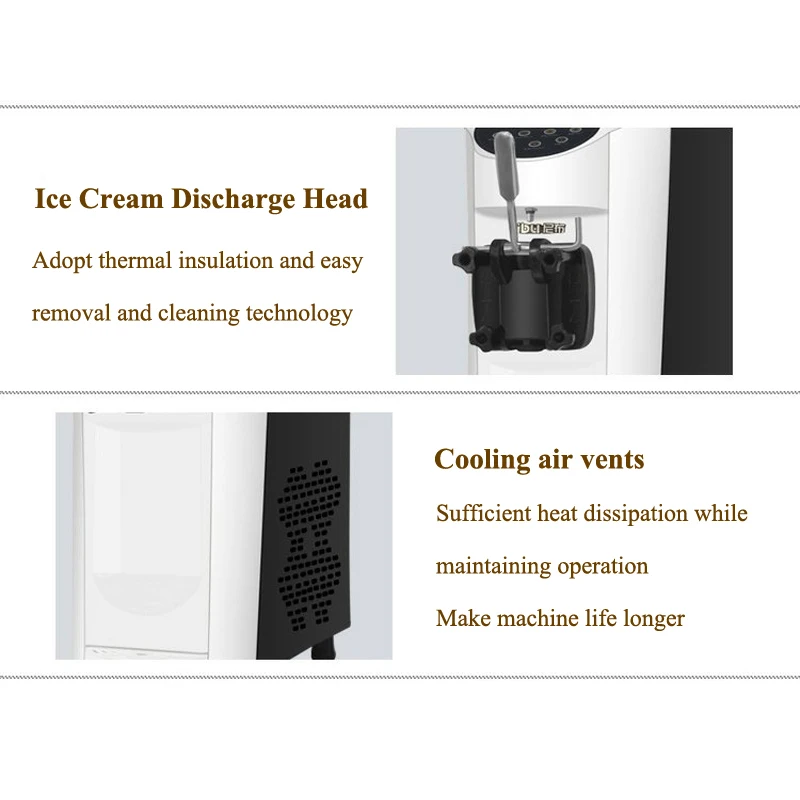 Pequenas fabricantes de sorvete comercial desktop máquina de sorvete macio sundae máquina de venda automática de sorvete 1000w