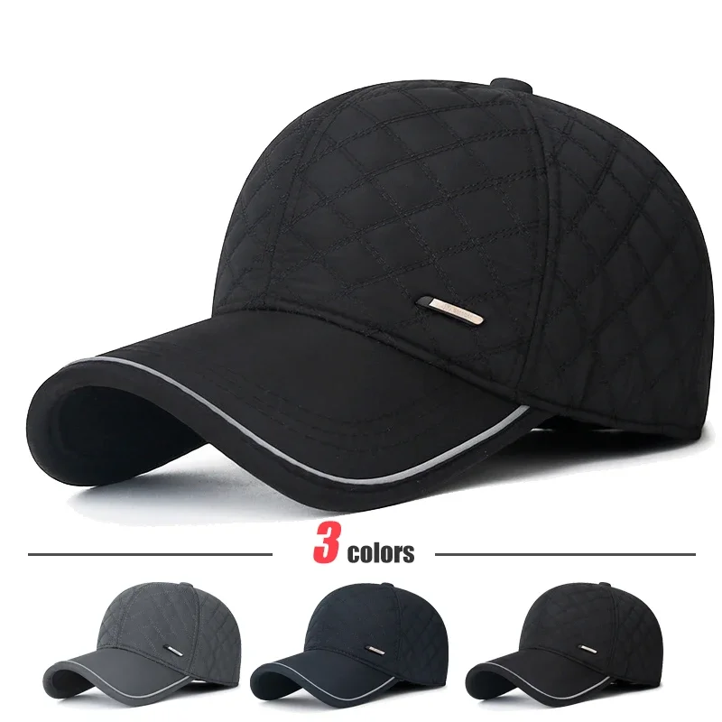Winter New Outdoor Hat All-Match Duckbill Cap Middle-Aged and Elderly Father Plus Velvet Thick Ear Protection Warm Baseball Cap