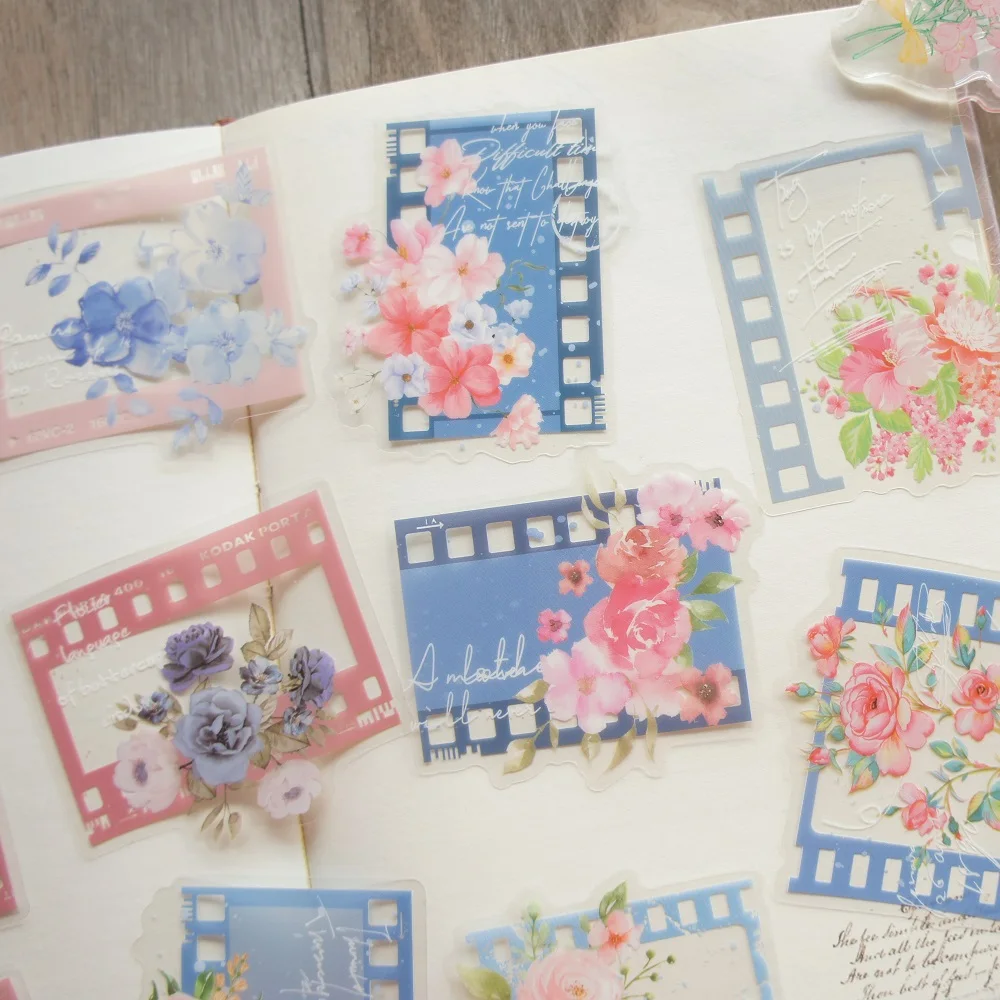 

18pcs Film Made From Flowers Style PVC Sticker Scrapbooking DIY Gift Label Decoration Tag