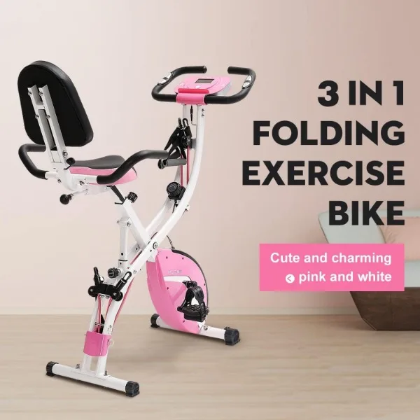 Vertical Folding Bicicleta Exercício, Bicicleta Estacionária, Resistência Magnética Ciclismo Bicicleta, Bicicleta Ciclismo Indoor, 5 em 1