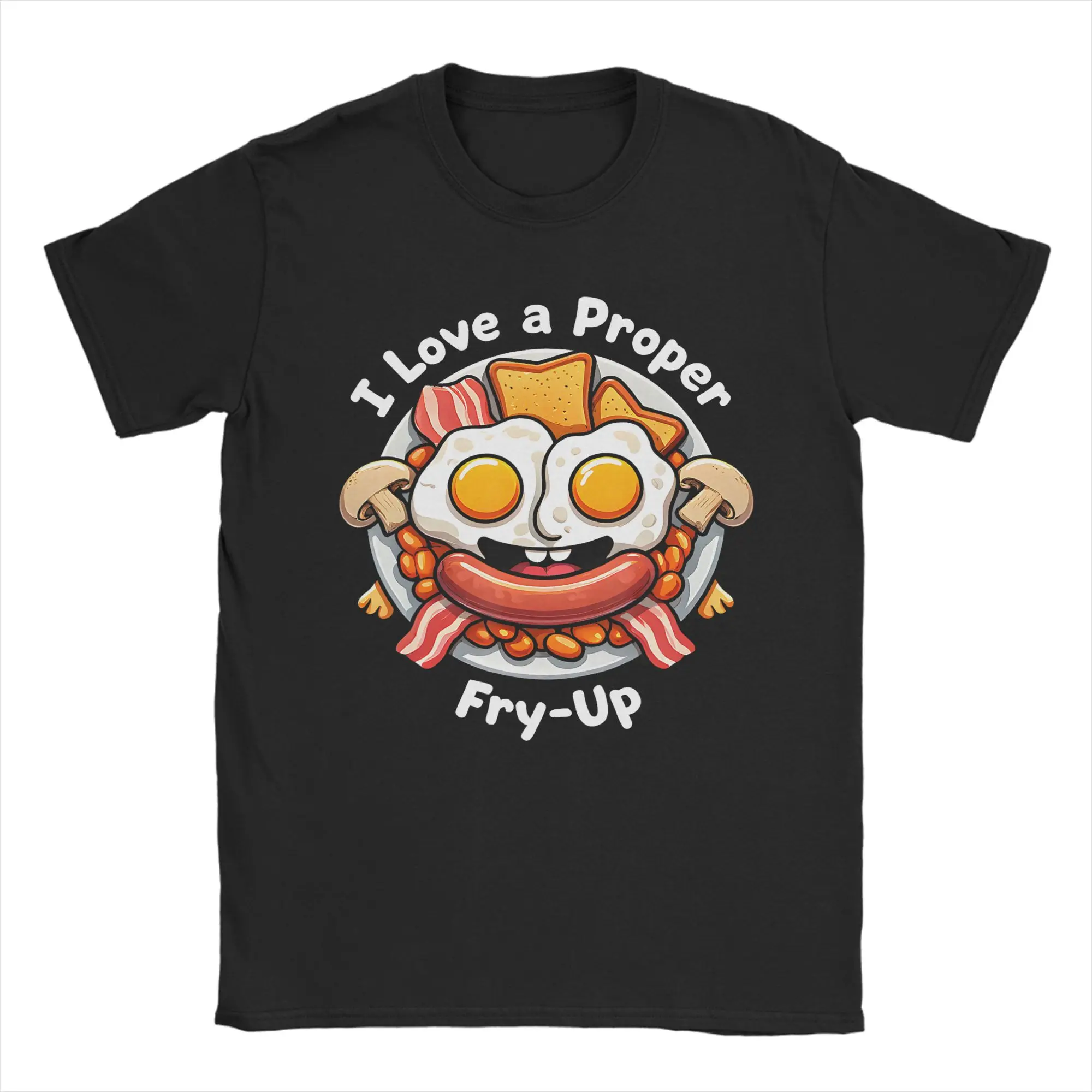 Vintage Full English Breakfast Lover Lustiges T-Shirt mit britischem Essen für Männer, 100 % Baumwolle, kurzärmeliges T-Shirt, Kleidung
