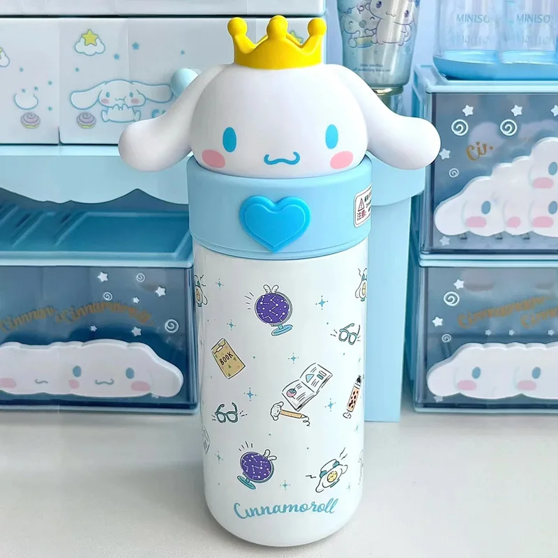 Anime Cartoon Térmico Copos para Crianças, Garrafa de Água Isolada, Kawaii Cinnamoroll My Melody, Kuromi, Sanrio, Anime, Suco, Presentes, 350ml