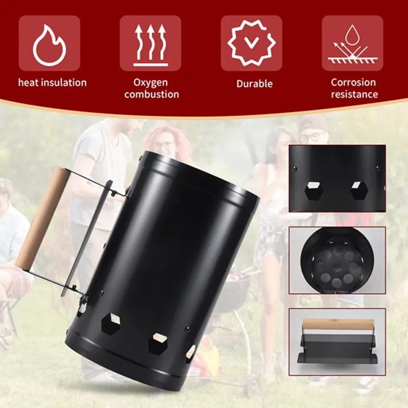 Barbecue Tools Fast Point Charcoal Ignition Barrels Carbon Stove Ignition Outdoor Barbecue Tools Bamboo Chimney-AT35