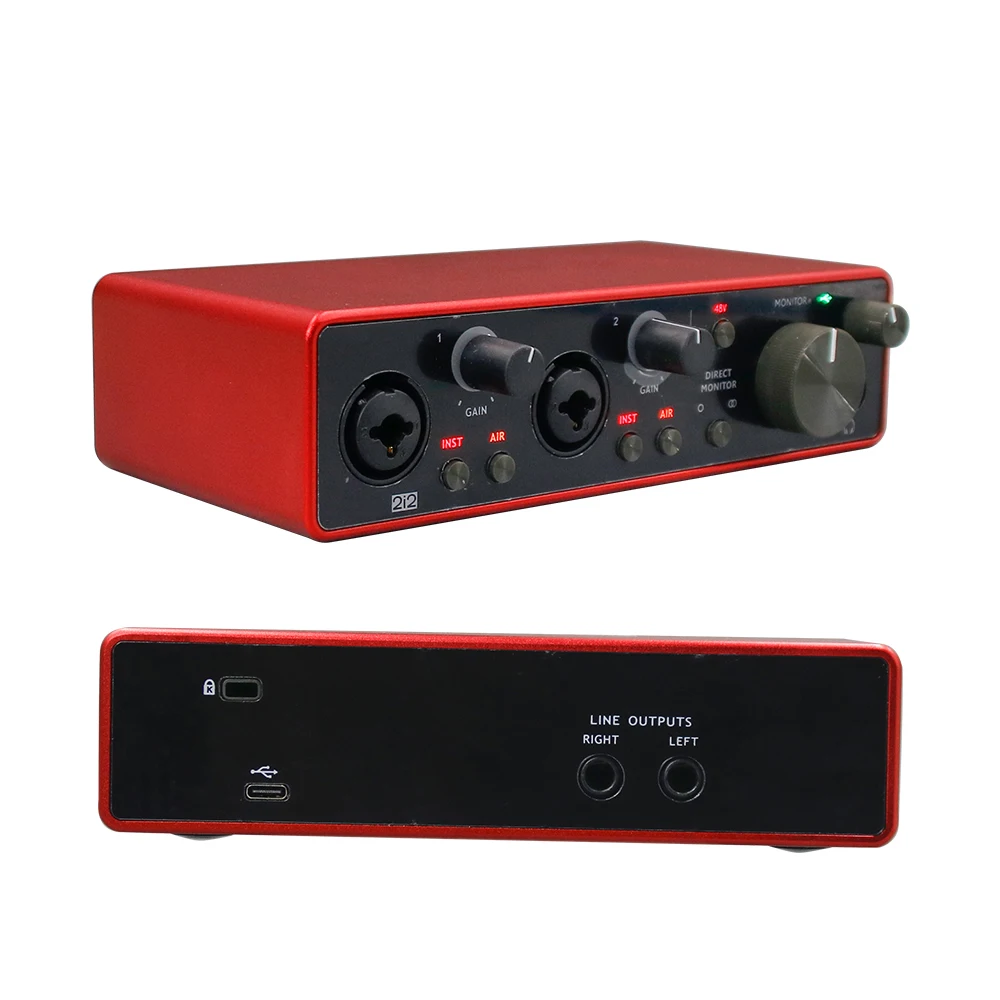 Scarlett Gravação Profissional Audio Interface, placa de som atualizada com Mic Preamp, 3rd Gen, USB, Novo