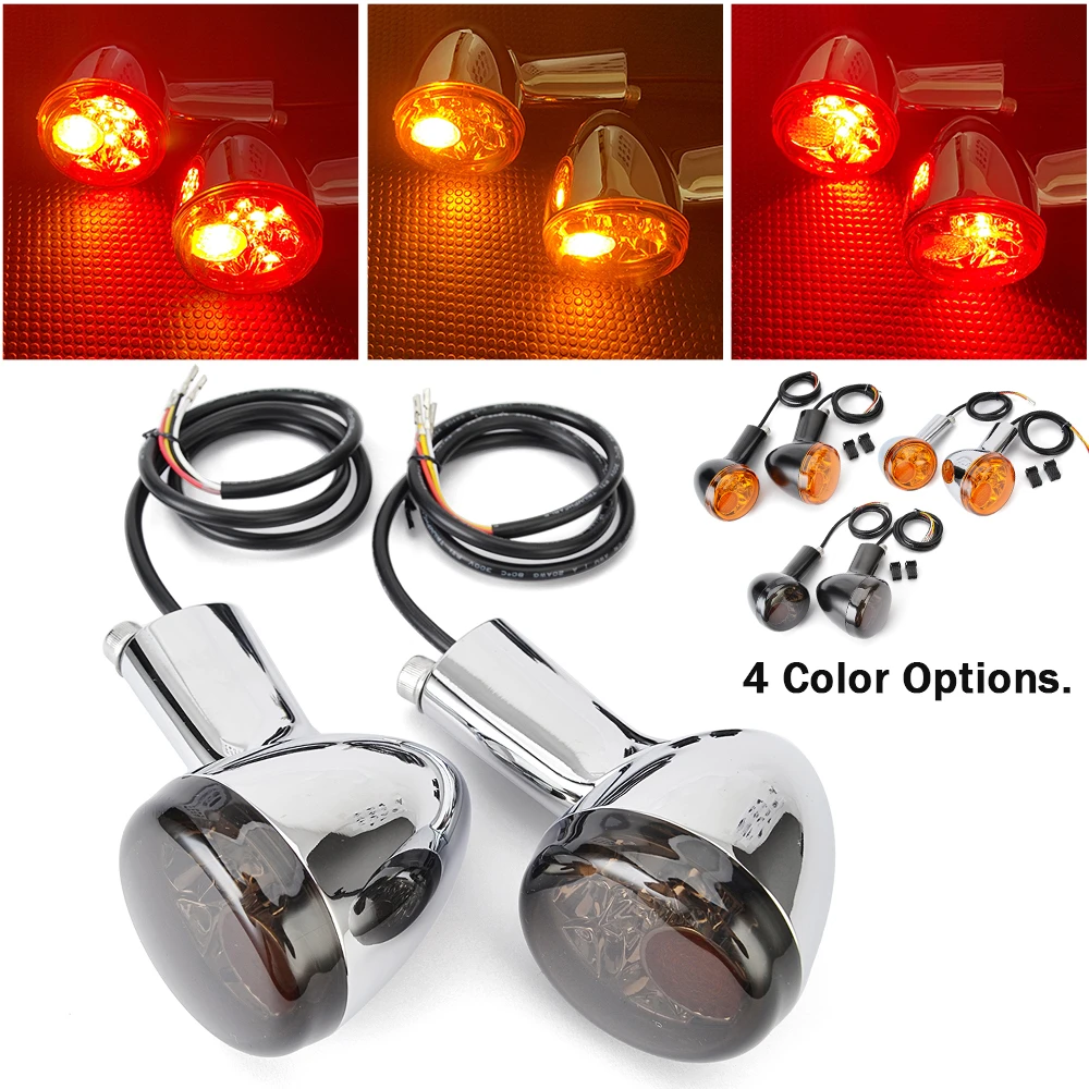 

Motorcycle LED Brake Light Amber and Red Turn Signal Tail Light Indicator Bullet for Harley Sportster XL883 XL1200 1992-up