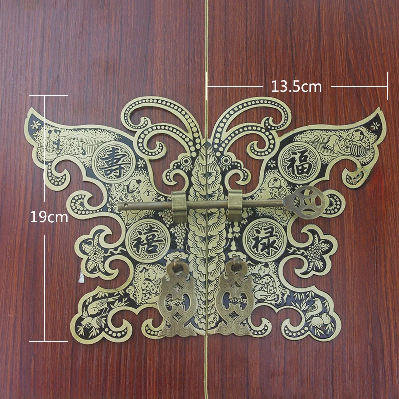 Chinese Brass Butterfly Shape Cabinet Cabinet Knobs and Handles Furniture Vintage Wardrobe Cupboard Door Knob Home Improvement