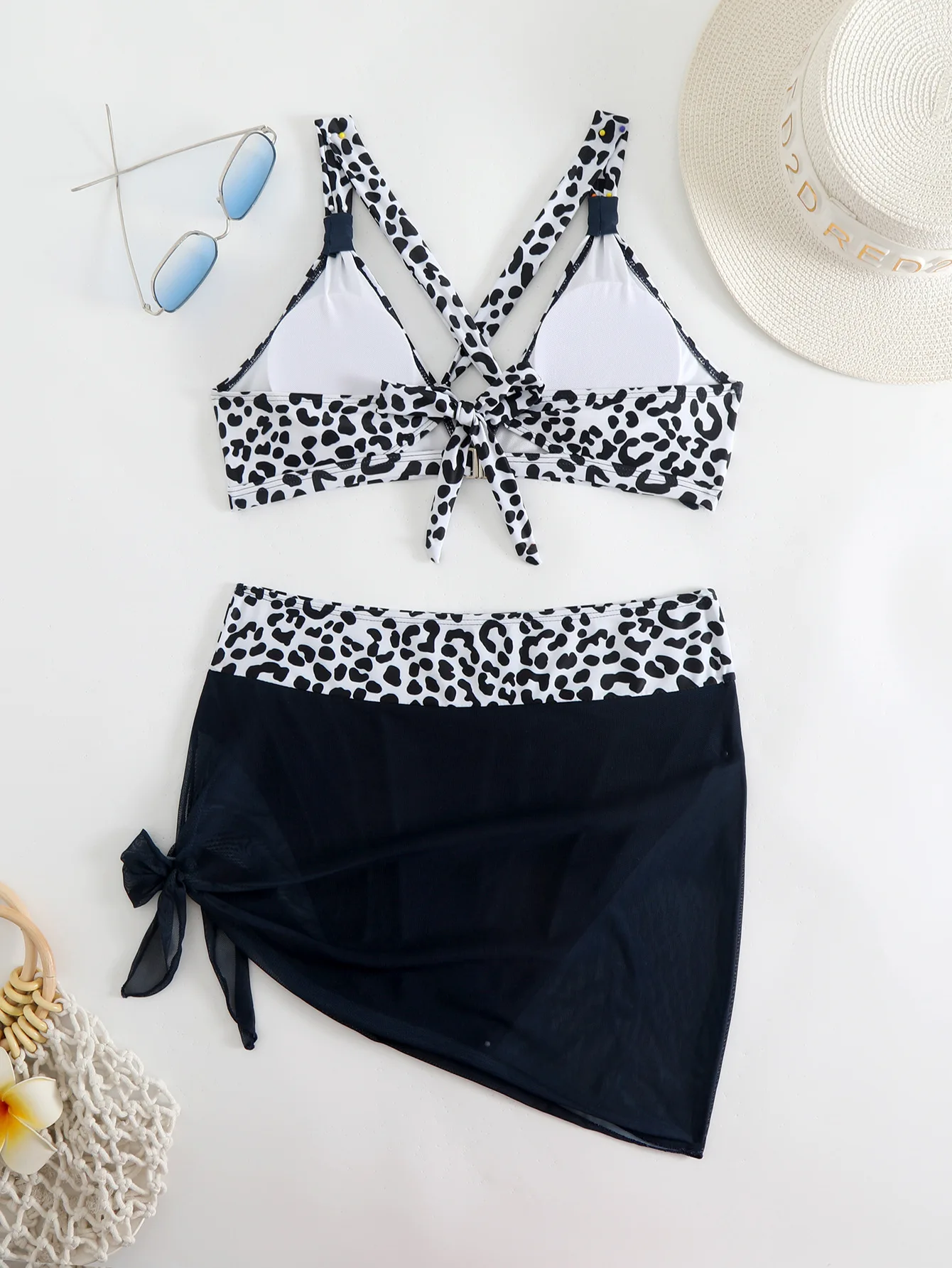 3Pcs/Set Women Bikini Set High Waist Swimming Suits Leopard Swimwear with Cover-up Skirt Set Summer Beachwear Bathing Suit 2025