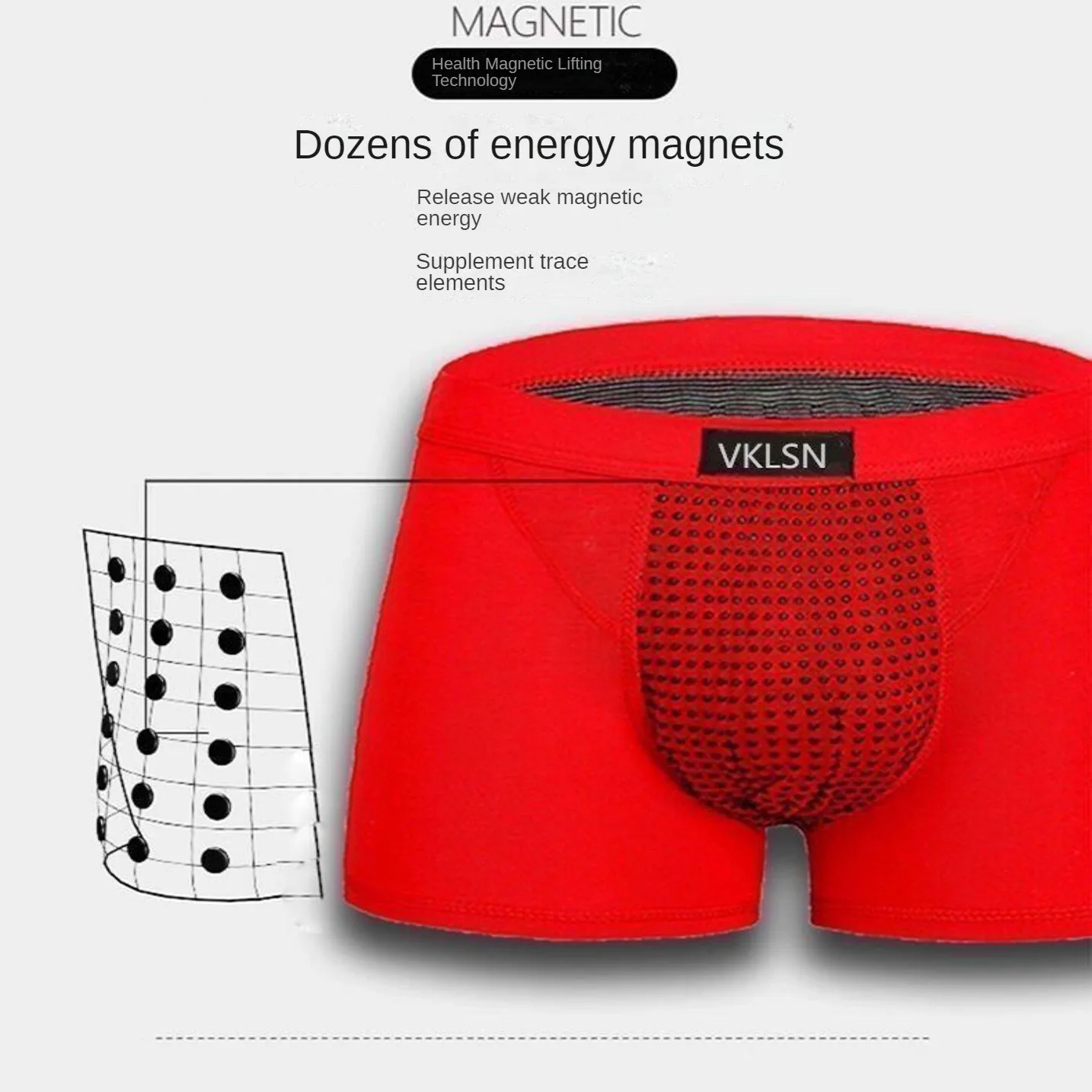 Man Magnetic Therapy Underwear Bulge Pouch Lingerie Nature Enhancing Underpants Anti-Bacteria Boxers Breathable Cotton Ice Silk