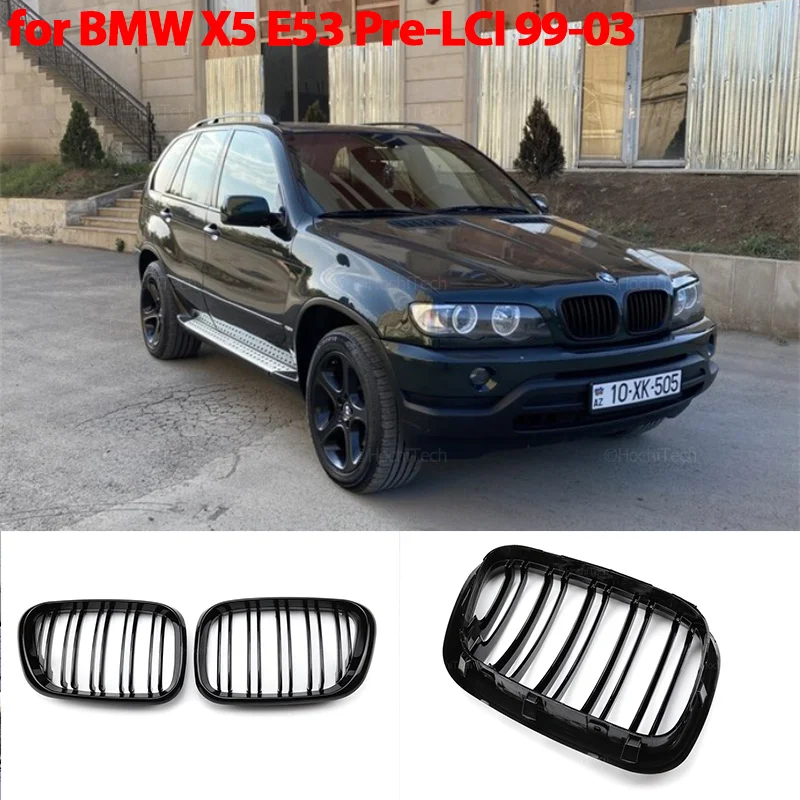 

High Quality Car Front Bumper Kidney Grille For BMW X5 E53 Pre-LCI 1999-2003 Accessories Replacement Double Slat Black Grilles