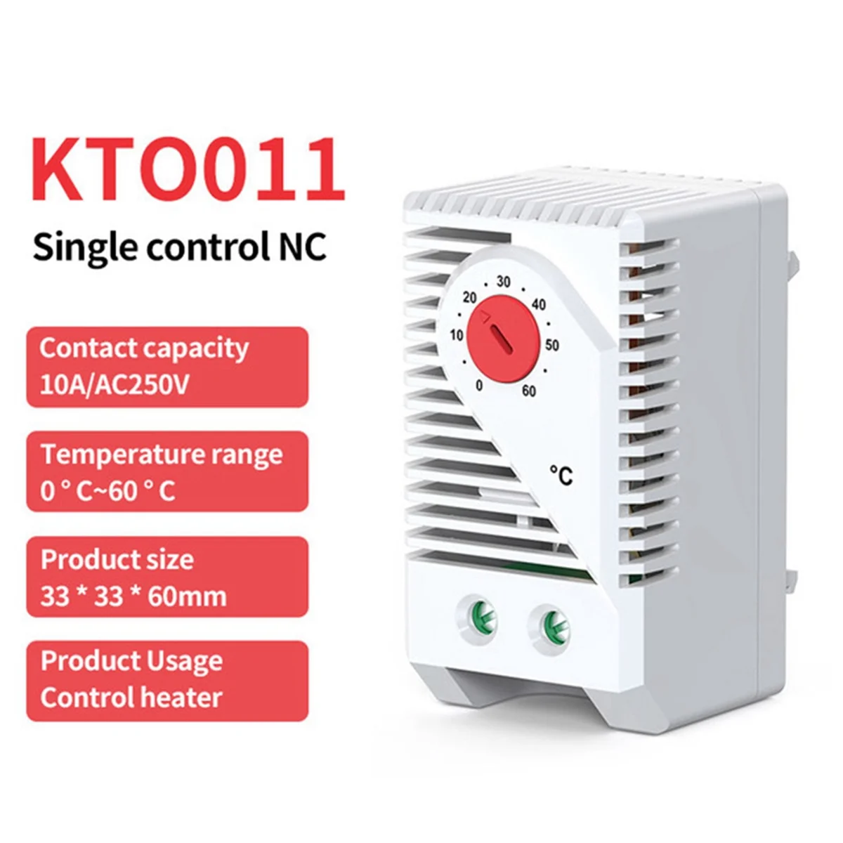 Interruptor mecânico do controlador de temperatura ABZV NO NC 0-60 ℃   Termostato de gabinete e controle de umidade AC 250V 10A KTS011