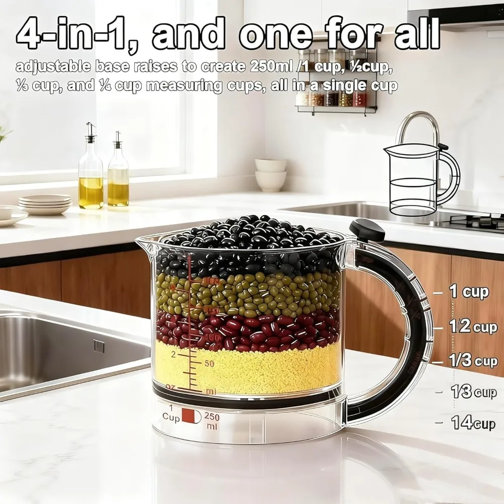 4-in-1 Adjustable Measuring Cup Four-in-one adjustable measuring cup portable