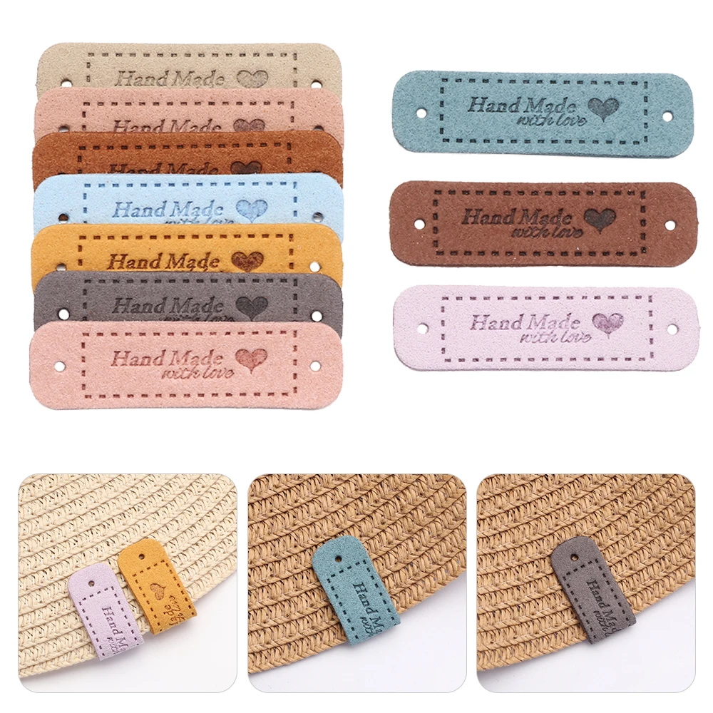 

20PCS Handmade Sewing Accessories PU Leather Clothes Tags Hand Made With Love Garment Labels
