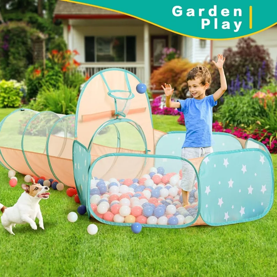 Tente de jeu pour filles et garçons, 3 pièces, avec fosse à balles, Tunnel de ramper, tentes de princesse pour tout-petits, maison de jeu du monde spatial pour bébés, jouets pour garçons