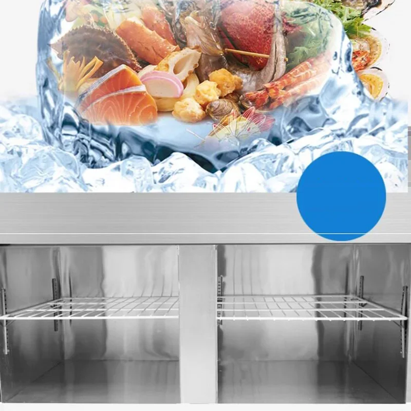 Stainless Steel Seafood Ice Counter, Commercial Order-Taking Counter, Dual-Temperature Refrigerated (Customized)