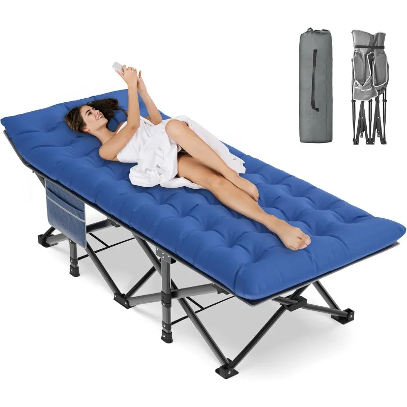 

ZENPETIO Негабаритная складная походная кроватка XXL, прочная спальная кроватка для взрослых с матрасом и подушкой, портативная кроватка, 78x32x18