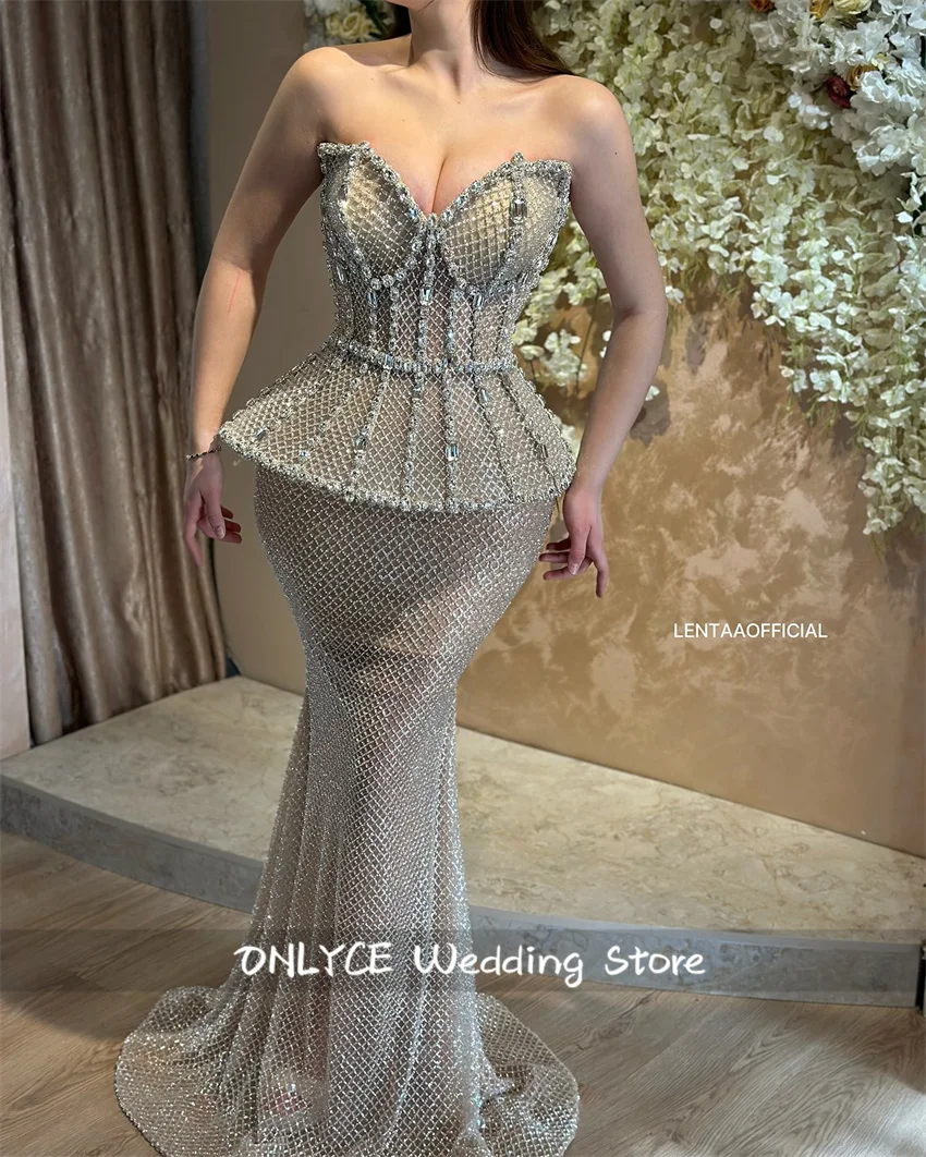

Luxury Champagne Formal Prom Dresse 2025 Bead Diamonds Glitter Wedding Birthday Party Evening Gowns Customized
