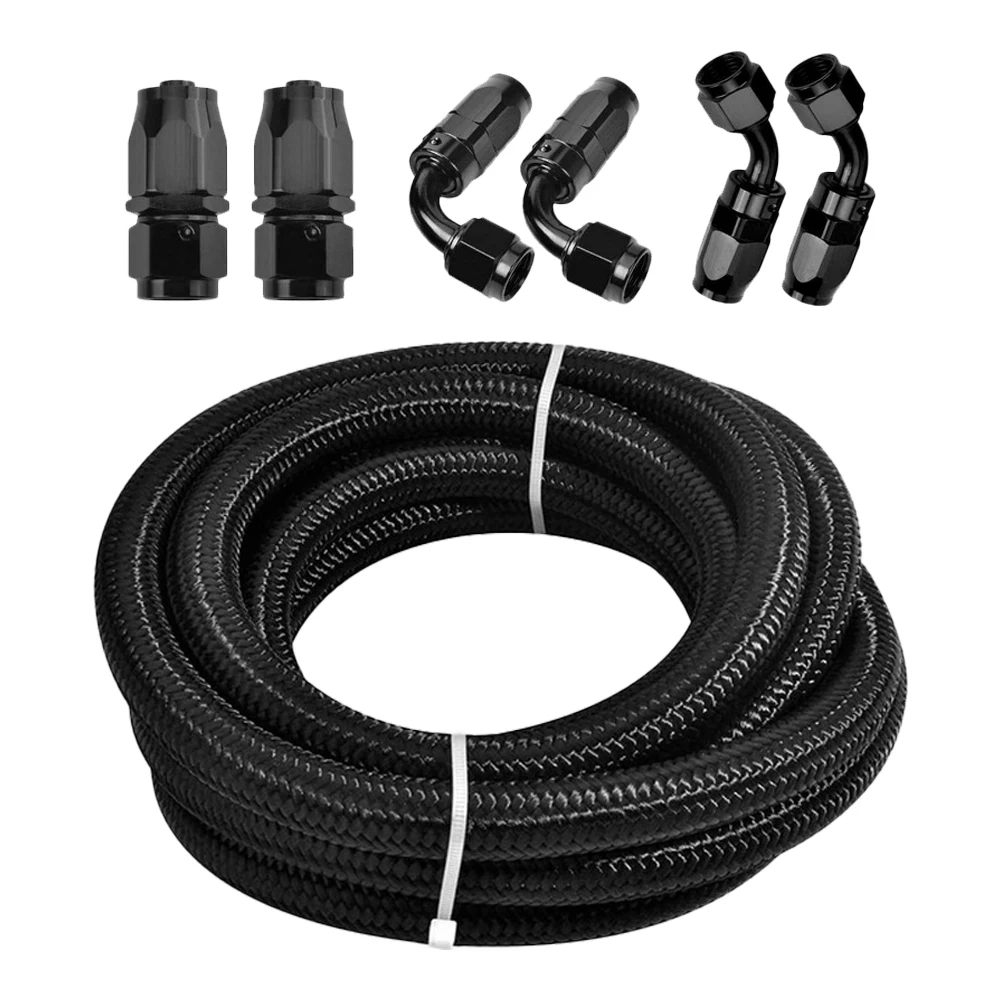 3.6M AN6 Fuel Hose Oil Gas Cooler Hose Line Pipe Tube Nylon Stainless Steel Braided Universal