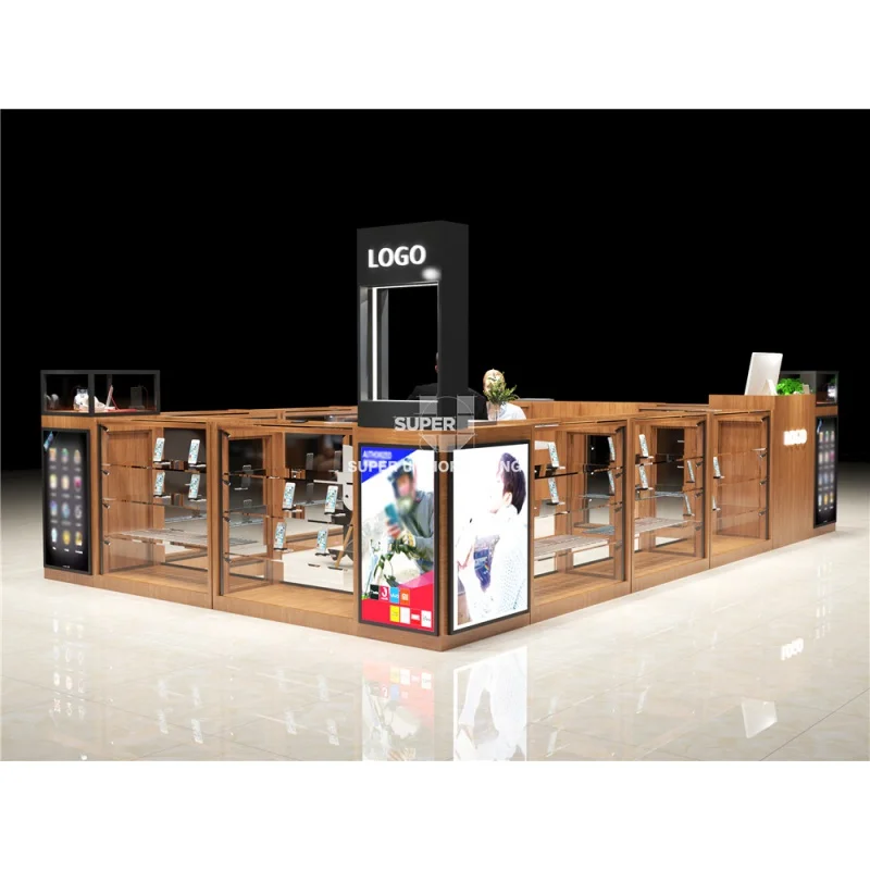 (customized)Custom FullGlass Showcase Phone Accessories Mall Kiosk Design Showcase Trendy Mobile Phone Repair Kiosk Desi