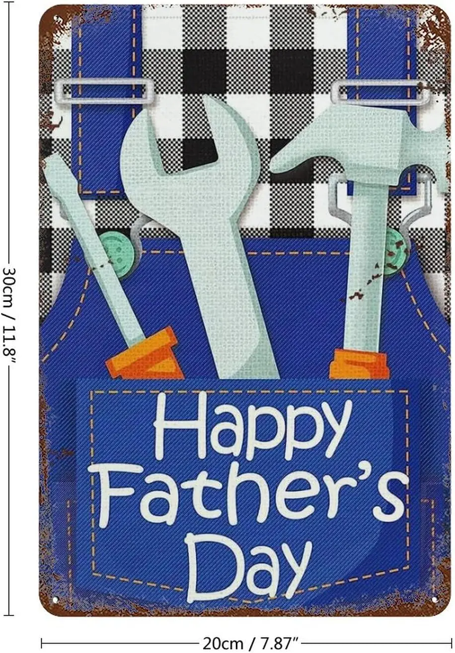 Retro Tin Sign Happy Father'S Day Daddy Papa Grandpa Father'S Day Tin Signs For Home Bedroom Wall Decor Gifts 8X12 Inch