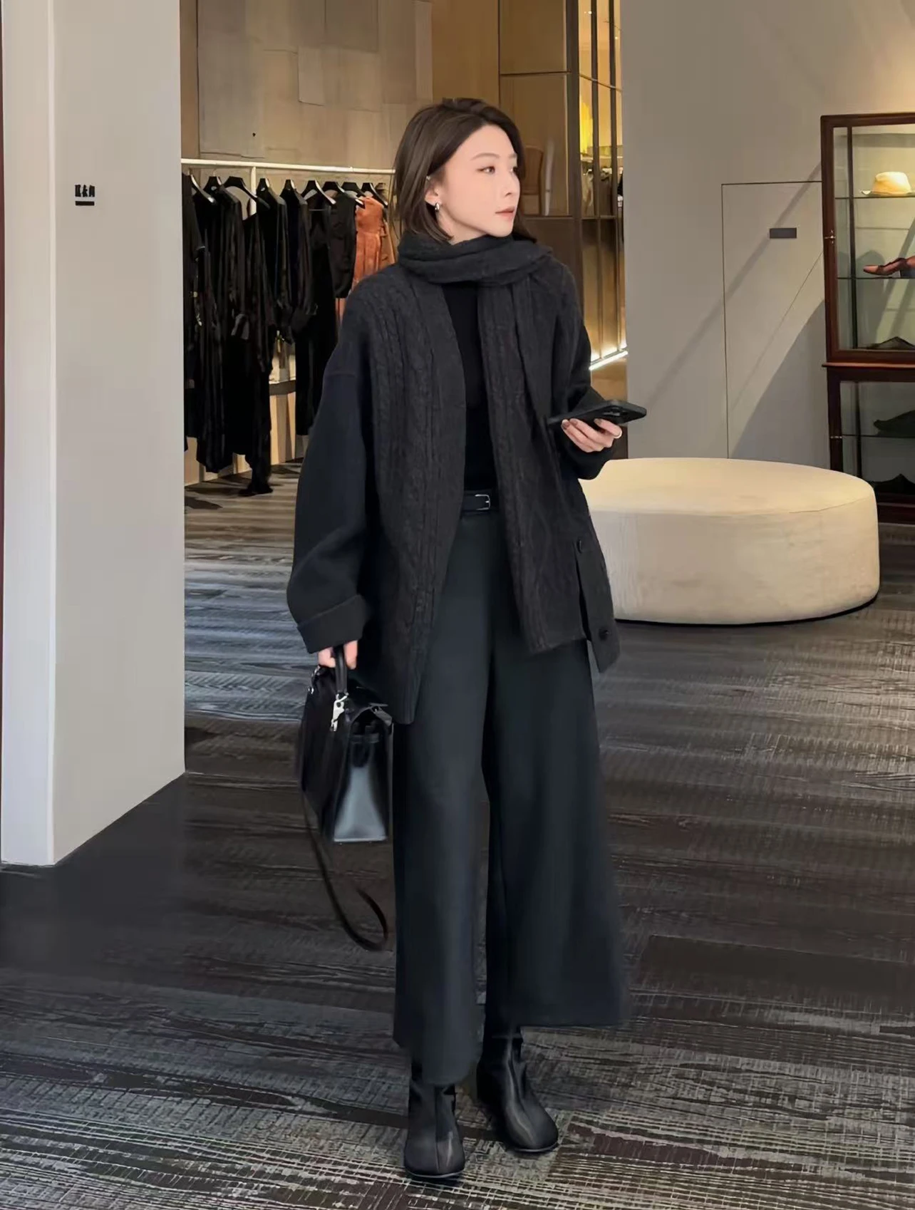 

Zhou осень-зима новые модные шерстяные брюки с поясом универсальный пояс женские повседневные брюки прямые брюки без стрейч